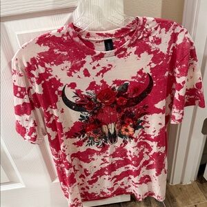 Gildan Pink and White Floral Graphic Tee